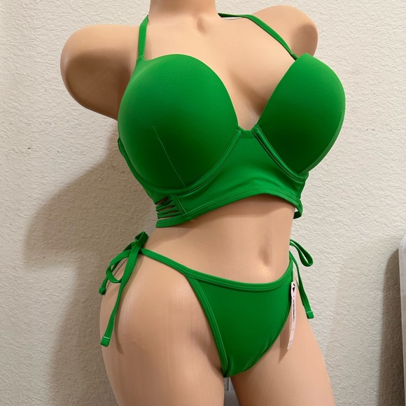 38C,Medium Bombshell Victoria Secret Green Swimwear Set - Picture 1 of 6